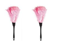 Nikou Feather Duster - 5 Colors Soft Turkey Feather Duster Brush With Black Handle Home Furniture Car Cleaning Tools Fine microfiber (Color : Rose red)