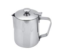 Nikou Milk Jug, 350ml Stainless Steel Foaming Cup Coffee Cup Milk Frothing Jug for Coffee Machine, Jug with Lid for Latte Coffee Art Cappuccino Office Kitchen