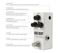 Nikou Guitar Analog Delay Pedal, Electric Guitar Effects Pedal with True Bypass, Zinc Alloy Shell, DC 9V, 6.35mm Input/Output, Delay/Repeat/Level Knobs, Mini Design
