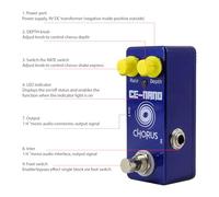 Nikou Guitar Chorus Pedal, Mini Electric Guitar Effects Pedal, True Bypass Zinc Alloy Shell, DC 9V, 6.35mm Input/Output, Rate/Depth 2 Knobs, Chorus Effector