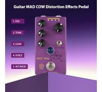 Nikou Guitar Distortion Effects Pedal, GAIN/VOL/TONE/VINT/MOD, 4-Mode Knob, DC 9V, 6.35mm Input/Output, True Bypass, Mini Design