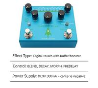Nikou Guitar Effect Pedal, Digital Reverb with Buffer/Booster, Dual Footswitch, 8-Mode Reverb Selection for Guitar and Bass, COSMIC BLUE