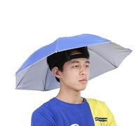 Nikou Head Umbrella Hats, 65cm Outdoor Sun Rain Protection with Elastic Bands Portable Mini Folding Hat Umbrella for Golf, Fishing, Gardening (Royal Blue)