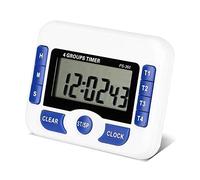 Nikou Kitchen 4-Channel Timer, Digital Cooking Multiple Alarm with Large LCD Independent Group Timer Countdown Magnetic for Kitchen Baking Sports Games Office Study