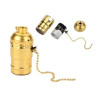 Nikou Light Holder E27 Aluminum Vintage Light Socket with Pull Chain Desk Lamp Lighting Holder Screw Base (Color : Golden)