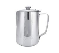 Nikou Milk Jug with Lid- 1000ml Stainless Steel Coffee Cup Mug Milk Frothing Pitcher Jug with Lid for Latte Coffee Art