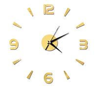 Nikou Modern DIY Wall Clock, 3D Acrylic Mirror Sticker Frameless Large Watch Decor Home Office Room School Decoration (Gold)