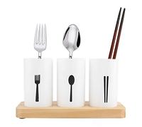 Nikou Oak Wooden Base Chopsticks Holder, Cutlery Storage Box with Drain Rack, Organizer Kitchen Tools, 30 x 10 x 10 cm, Finish, Space-Saving Design