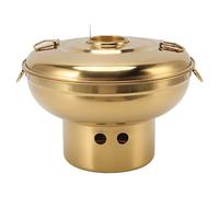 Nikou Portable Charcoal Hot Pot, Stainl Steel Small Dry Ice Pot for One Person, Gold, Ideal for Milk Tea and Charcoal Cooking, Compact Design