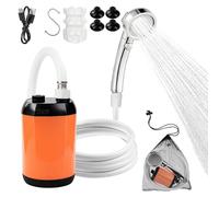 Nikou Portable Shower for Camping, 6000mAh Rechargeable Camping Shower Pump with Intelligent LED Display, 3 Spray Modes Outdoor Shower Kit for Hiking, Travel, Car, Pet