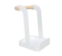 Nikou Pot Lid Holder Rack, Multifunction Iron Basin and Wood Cooking Tool Organizer, Prevent Slip Design, Kitchen Spatula Stand, White