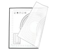 Nikou Silicone Baking Mat, Non-Slip Heat Resistant Dough Mat with Scale, 29 x 26 cm, Black, Ideal for Rolling Dough, Kneading, and Baking in Home Kitchen