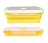 Nikou Silicone Food Containers, 500ml Collapsible Bento Box, Portable Lunch Container Foldable Lunch Box, Stackable & Dishwasher Safe, for School, Traveling, Working, Camping