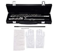 Nikou Silver Coating Plating C Key 16 Keys Closed Hole Flute with Black Leather Box