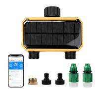 Nikou Solar Irradiation Timer with For Smart APP Control, WiFi Automatic Watering System for Garden, Solar Powered Sprinkler Controller with Rain Sensor, for Garden Lawn Watering(2 Outlet)