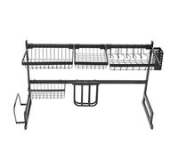Nikou Stainl Steel Sink Dish Drying Rack, 85 cm Black Draining Storage Shelf Organizer, Kitchen Supply for Tableware, Sink Rack, Sink Drying Shelf