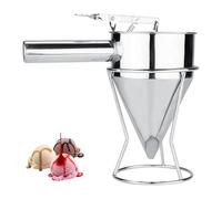Nikou Stainless Steel Baking Piston Funnel, Pancake Batter Dispenser with Rack Funnel Cake Desserts Maker No Spilling Cooking Tools for Home Kitchen Bakery