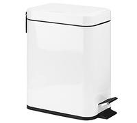 Nikou Stainless Steel Mute Pedal Garbage Bin White 5L for Home Bathroom Kitchen