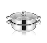 Nikou Stainless Steel Steam Pot, Double Layer Steamer Potato Steamer Steamer Pot Household Multifunctional Steam Pot Kitchen Cookware for All Hobs