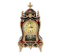 Nikou Table Clock, Vintage Style Plastic Table Clock Alarm Clock 12 Music Chimes Antique Desk Alarm Clocks for Home Hotel Decorative, Battery Not Included (Brownish Red)