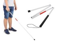 Nikou White Stick Blind Collapsible Folding Walking Stick Cane, Red White Walking Cane Long Stick Foldable Mobility Collapsible Reflective for the Blind and Vision Impaired