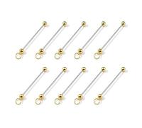 Nikovoke 10Pcs Beadable Keychain Bars, Metal DIY Keychain Charms Blank Links for Jewelry Making Accessories - 7.8cm
