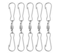 Nikovoke 5 Pcs 360° Rotating Wind Spinner Hooks, Silver Metal Swivel Dual Clips for Windsocks, Bird Feeders, Garden Decor, Outdoor Hanging Ornaments and Party Supplies
