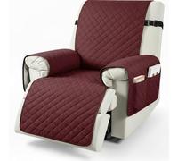 Nikphobos Recliner Chair Cover,Single Waterproof Chair Cover, Armchair Cover, with 4 Side Pockets, Adjustable Tightening, Machine Washable, Suitable for Families with Children and Pets, Wine Red.