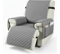 Nikphobos Recliner Chair Cover,Single Waterproof Chair Cover, Armchair Cover,with 4 Side Pockets,Adjustable Tightening,Machine Washable,Suitable for Families with Children and Pets,Light Gray.