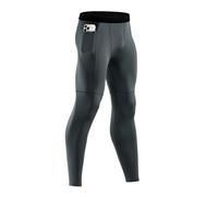 Niksa 1 Pack Men's Leggings,Sports Tights Leggings Base Layer with Zip Pockets,Grey,XXL