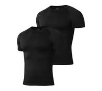 Niksa 2Packs Compression Tops for Men Short Sleeve Mens Running T-Shirts Mesh Design Quick Dry Base Layer Shirts for Gym Sports Fitness Workout Cycling,Training, Black,XL