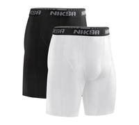 Niksa Compression Shorts Men,2 Packs Anti Chafing Underwear Base Layer Shorts Quick-Drying Fabric Undershorts for Cycling Gym Running Sports Workout,Black and White,S