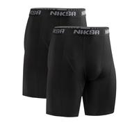 Niksa Compression Shorts Men,2 Packs Anti Chafing Underwear Base Layer Shorts Quick-Drying Fabric Undershorts for Cycling Gym Running Sports Workout,Black,L