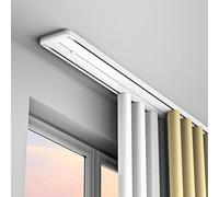 NIKSHI Ceiling Mount Aluminum Alloy Nano Silence Track, Double Curtain Track Luxurious Heavy Conjoined Curtain Rails for Living Room Bedroom Divider,White-3.8m/12.5ft/150inch