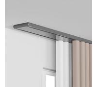 NIKSHI Double Curtain Track Luxurious Heavy Conjoined Ceiling Mount Rail For Living Room & Bedroom Divider, Aluminum Alloy Nano Silence Track,Gray-1.7m