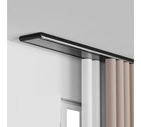 NIKSHI Double Curtain Track Luxurious Heavy Conjoined Ceiling Mount Rail For Living Room & Bedroom Divider, Aluminum Alloy Nano Silence Track,Black-2m/6.6ft/79inch