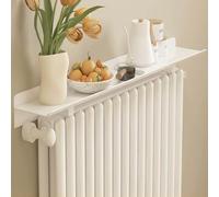 NIKSHI Radiator Shelf, Radiator Covers for Home Old Radiator - Length 60-160cm Heater Cover Dust-Proof Anti-Smoke No Drilling Installation Required for Bedroom Living Room,Width: 15cm,White-160cm