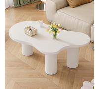 NIKSHI Wooden Coffee Tables for Living Room, Unique Abstract Cloud-Shaped Design, Stylish Irregular Side Table, Easy and Quick Assembly, Ideal for Living Room Décor,White-107x66x40.5 cm