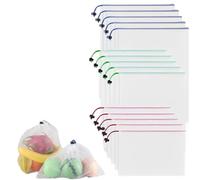 Niksultant 15-Piece Mesh Toy Storage Bags - Washable, Lightweight, See-Through with Drawstring