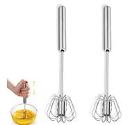 Niksultant 2-in-1 Egg Blender - Rotating Hand Push Milk Frother & Whisk Mixer