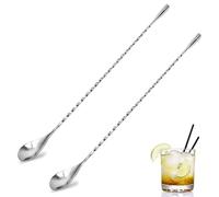 Niksultant 2 PCS Stainless Steel Mixing Spoons - Long Twisted Stirrer for Bartending, Cocktails, Coffee, Ice Cream - Long Handle