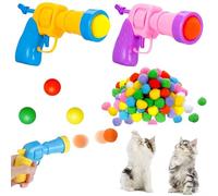 Niksultant 2PCS Cat Toy Launcher with 50pcs Pom Balls and 3pcs Bouncy Balls - Interactive Cat Fetch Toys for Indoor Exercise & Training