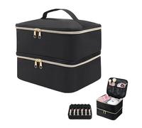 Niksultant Black Double Layer Nail Polish Storage Box - Manicure Kit - Portable - Makeup Organizer - For Manicure and Nail Polish, Black