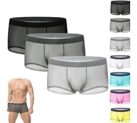 Niksy Underwear, Niksy Mens Ultra-Thin Ice Silk Transparent Boxer Briefs, Men’s Sheer Breathable Underwear (3pcs-a,XL)