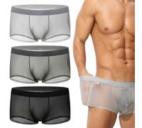 Niksy Underwear, Niksy Mens Ultra-Thin Ice Silk Transparent Boxer Briefs, Sheer Breathable Underwear,Cool (3 pcs-A,3XL)