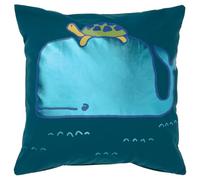 NIKTI BLAVINGAD Cushion Cover - Whale Pattern, Blue-Green - 50x50 cm - Soft Cotton Throw Pillow Cover for Kids’ Room or Ocean-Themed Décor - Hidden Zipper, Durable & Washable