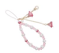Niktule Cell Phone Charm, Cell Phone Wrist Strap, Lucky Charm Pendant, Strap String Flower Crystal Beads Chain Camera Phone Badge ID Name Tag Holder
