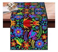 Niktule Mexico Table Runner - Mexican Decorations For Table - Linen Altar Tablecloth Colorful Mexican Decorations For Holiday Decor, Kitchen