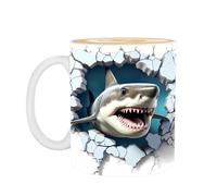 Niktule Shark Coffee Mug, Flat Painted Ceramic Coffee Mugs, Shark Mug Novelty Coffee Mug, Funny Home Accessories, Cute Shark Decor, Ceramic 11oz Holiday and for Coffee Milk Tea Lovers