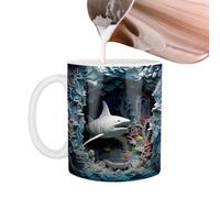 Niktule Shark Coffee Mug, Flat Painted Ceramic Coffee Mugs, Shark Mug Novelty Coffee Mug, Funny Home Accessories, Cute Shark Decor, Ceramic 11oz Holiday and for Coffee Milk Tea Lovers